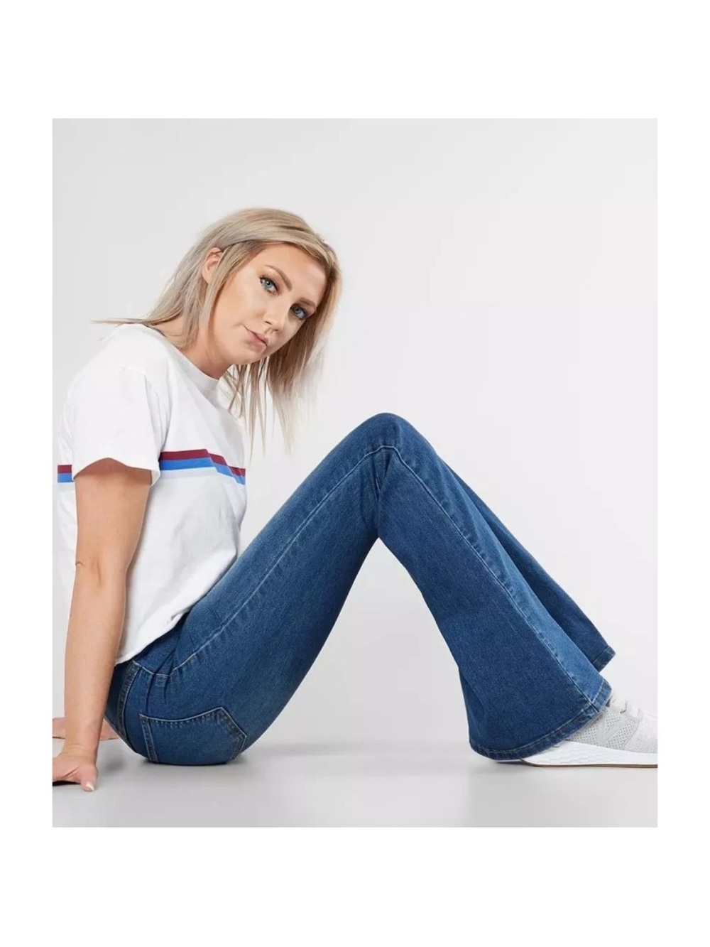 Newbury Kustom Mid Blue Flared Jeans